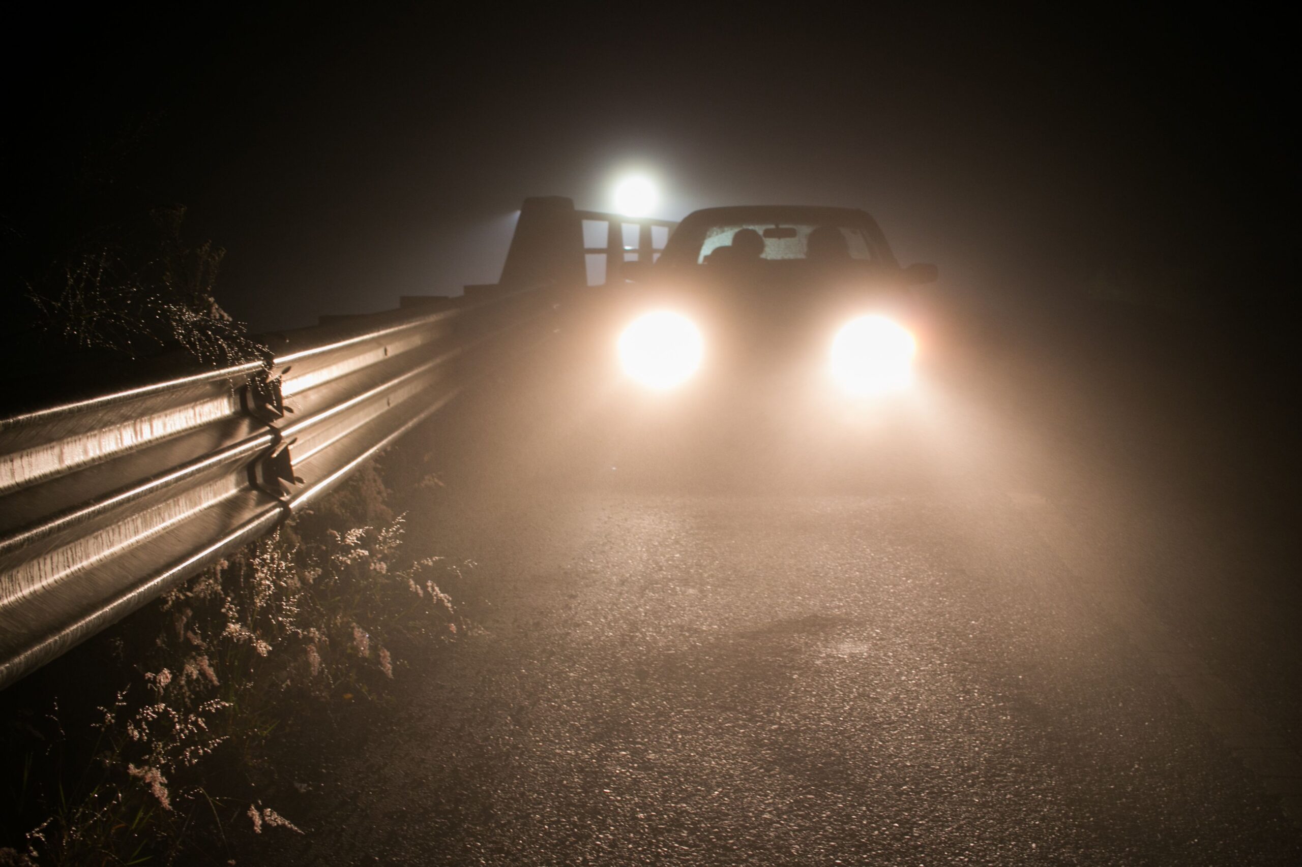 Yellow Headlights at Night